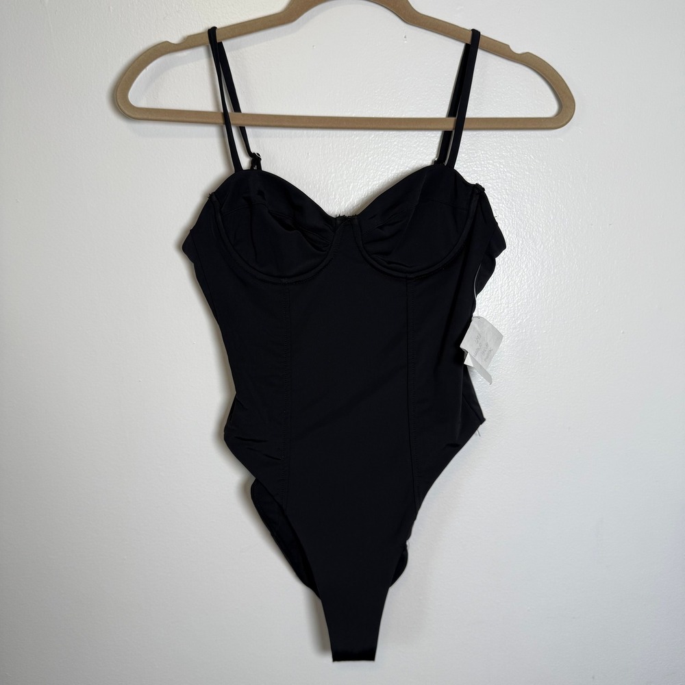 Mara Hoffman Black Bustier One Piece‎ Swimsuit Monokini Corset Style